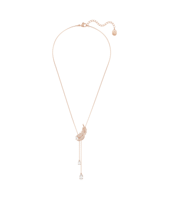 Nice - Blanc Doré Rose - Plume - Collier en Y - Swarovski l'achat 