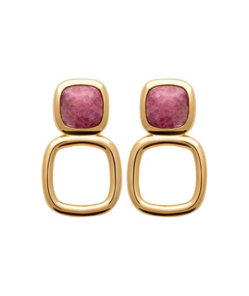 Rhodonite - Plaqué Or - Boucles d'Oreilles JUSQU'A -70%! 