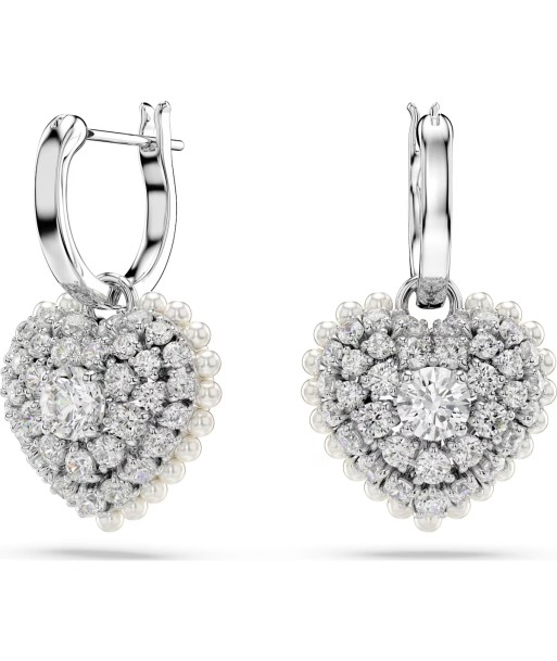 Hyperbola - Blanc Argenté - Cœur - Boucles d'oreilles - Swarovski Profitez des Offres !