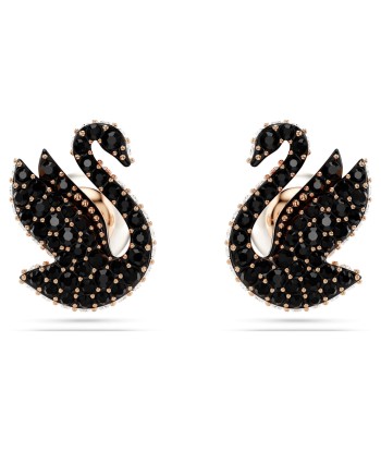 Swan - Noir Rosé - Clous d'Oreilles - Swarovski la colonne vertébrale