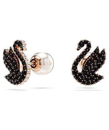 Swan - Noir Rosé - Clous d'Oreilles - Swarovski la colonne vertébrale