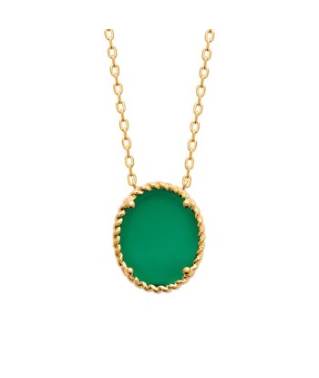 Ovale - Vert - Plaqué Or - Collier acheter en ligne