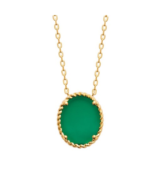 Ovale - Vert - Plaqué Or - Collier acheter en ligne