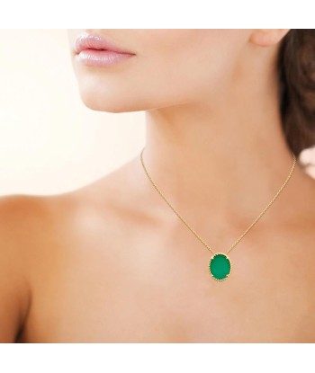 Ovale - Vert - Plaqué Or - Collier acheter en ligne