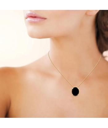 Ovale - Noir - Plaqué Or - Collier d'Europe débarque