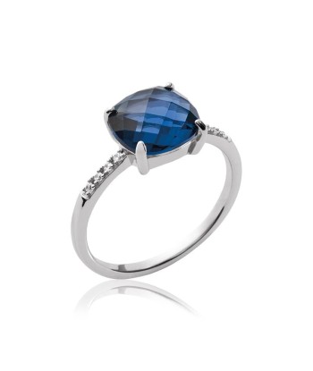 Solitaire - Bleu - Bague en Argent - Azuline Pour