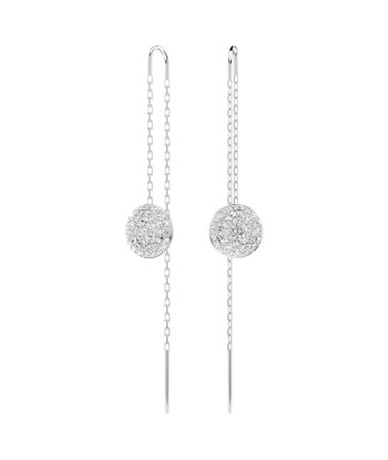 Meteora - Blanc Argenté - Boucles d'Oreilles - Swarovski en linge