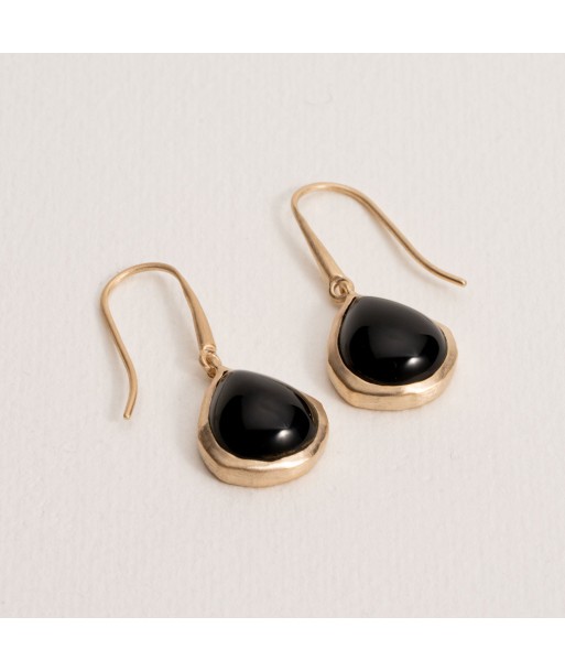 Isaure - Agate Noire - Boucles d'Oreilles en Plaqué Or - Ana et Cha sélection de produits