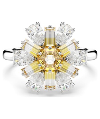 Idyllia - Fleur - Jaune Argenté - Bague - Swarovski Véritable concentré