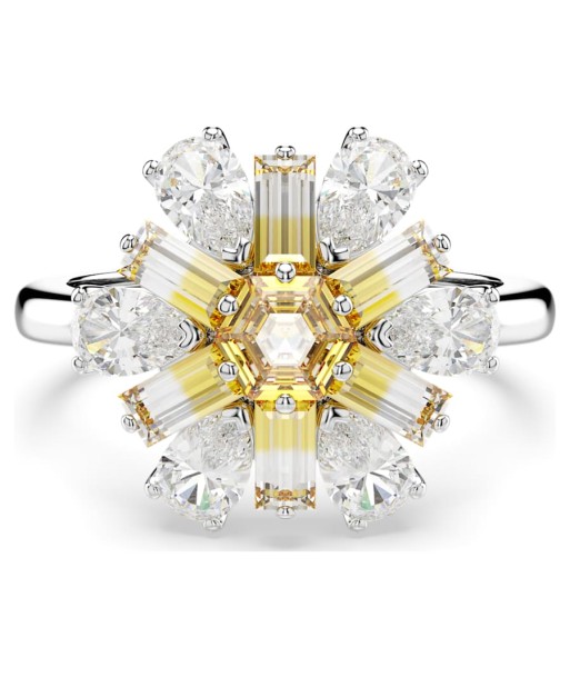 Idyllia - Fleur - Jaune Argenté - Bague - Swarovski Véritable concentré