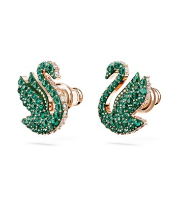 Iconic Swan - Vert Doré Rose - Clous d'oreilles - Swarovski brillant des détails fins