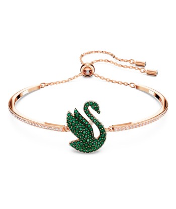 Iconic Swan - Vert Doré Rose - Bracelet Jonc - Swarovski la livraison gratuite