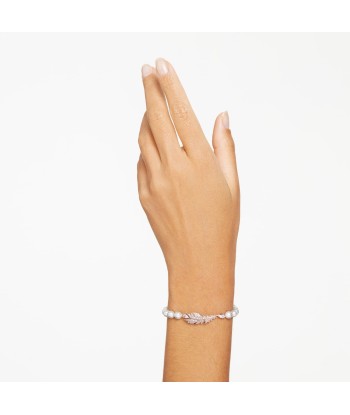 Nice - Blanc Doré Rose - Plume - Taille M - Bracelet - Swarovski sur le site 