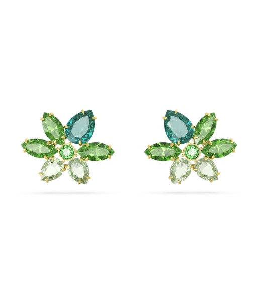 Gema - Fleur - Vert Doré - Boucles d'oreilles - Swarovski Comparez plus de prix