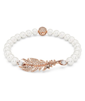 Nice - Blanc Doré Rose - Plume - Taille L - Bracelet - Swarovski Comparez plus de prix