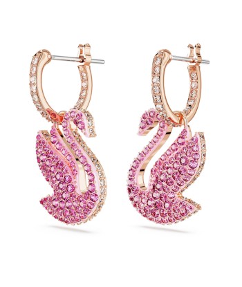 Iconic Swan - Rose Doré Rose - Boucles d'oreilles - Swarovski la colonne vertébrale