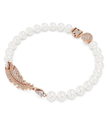 Nice - Blanc Doré Rose - Plume - Taille M - Bracelet - Swarovski sur le site 