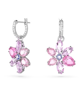 Gema - Fleur - Rose Argenté - Boucles d'oreilles - Swarovski 2 - 3 jours ouvrés.