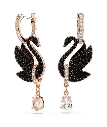 Swan - Noir Rosé - Boucles d'Oreilles - Swarovski votre restaurant rapide dans 