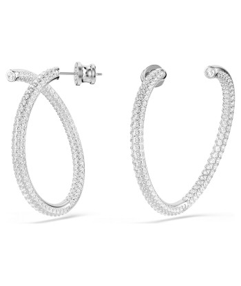 Dextera - Blanc Argenté - Anneaux d'oreilles - Swarovski solde