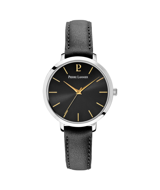 Chouquette - Argenté Cuir Noir - Montre - Pierre Lannier le concept de la Pate a emporter 