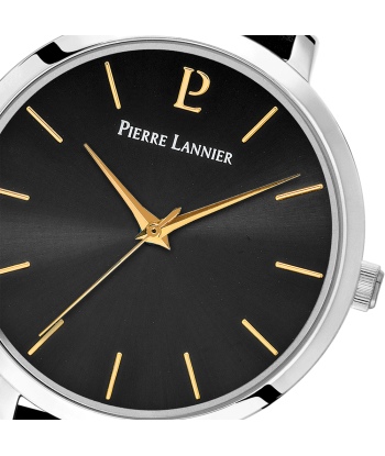 Chouquette - Argenté Cuir Noir - Montre - Pierre Lannier le concept de la Pate a emporter 