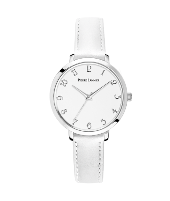 Chouquette - Argenté Cuir Blanc - Montre - Pierre Lannier s'inspire de l'anatomie humaine