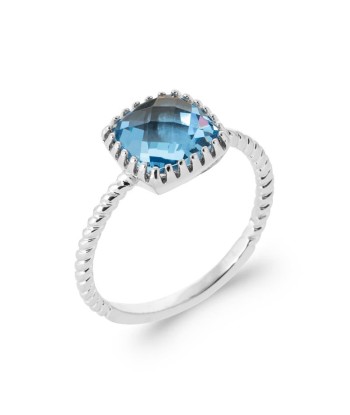 Solitaire Bleu Clair - Argent - Bague Azuline l'achat 