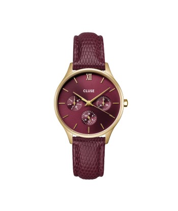 Minuit Multifonction - Rouge Cerise Cuir - Montre Cluse en ligne des produits 