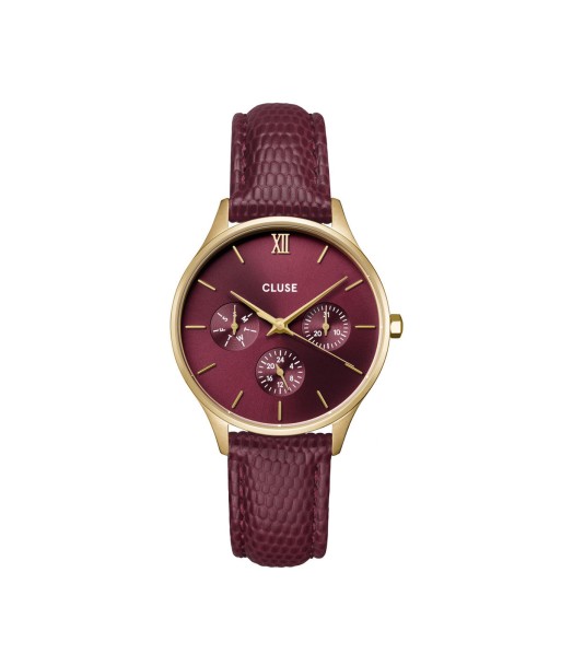 Minuit Multifonction - Rouge Cerise Cuir - Montre Cluse en ligne des produits 