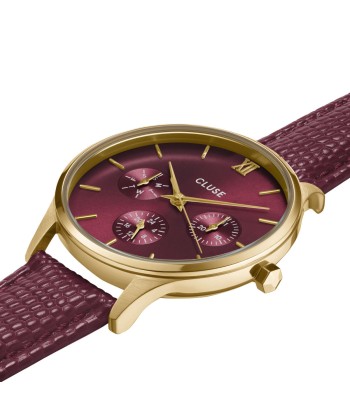 Minuit Multifonction - Rouge Cerise Cuir - Montre Cluse en ligne des produits 