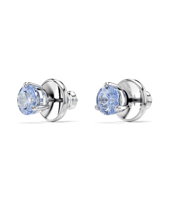 Attract - Bleu Argenté - Rond -  Clous d'oreilles - Swarovski de France