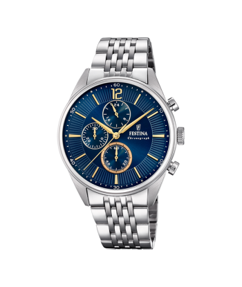 Timeless Chronograph - Modèle F20285/3 - Argenté & Bleu - Montre Festina pas cheres