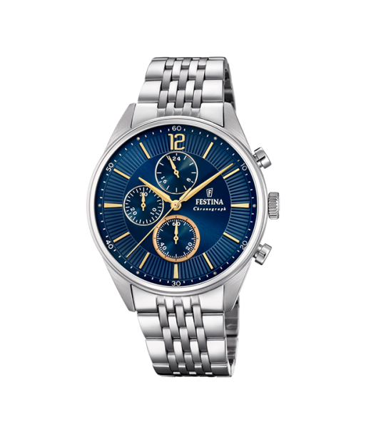 Timeless Chronograph - Modèle F20285/3 - Argenté & Bleu - Montre Festina pas cheres