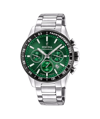 Timeless Chronograph - Modèle F20560/4 - Argenté & Vert - Montre Festina Jusqu'à 80% De Réduction