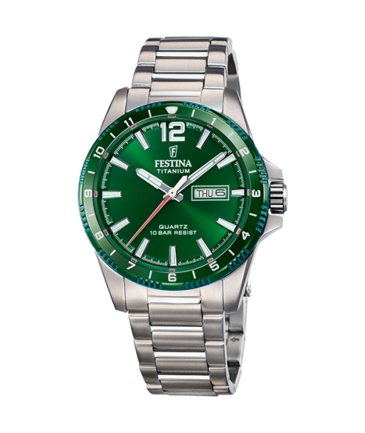 Titanium - Modèle F20698/3 - Argenté & Vert - Montre Festina commande en ligne