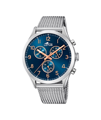 Minimalist - Modèle 18637/3 - Argenté & Bleu - Montre Lotus pas cher 