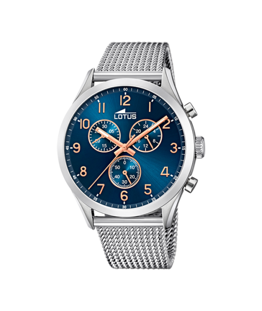 Minimalist - Modèle 18637/3 - Argenté & Bleu - Montre Lotus pas cher 