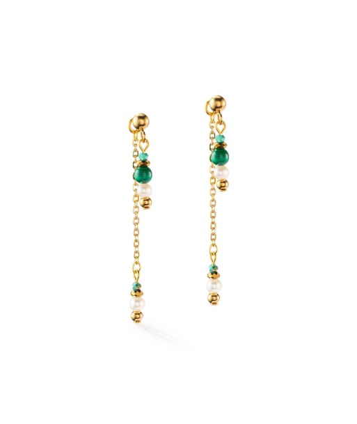 Collection 1108 - Perles et Malachite - Boucles d'oreilles - Cœur de Lion Paris Déstockage Promo