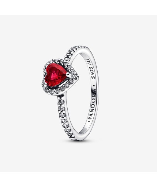 Coeur - Rouge & Argent - Bague Pandora pas cheres