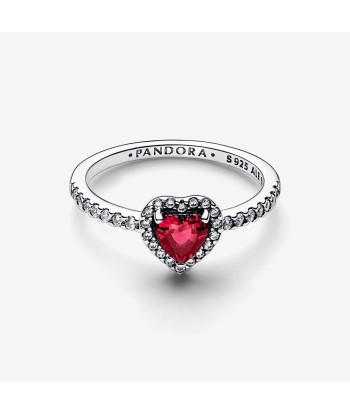 Coeur - Rouge & Argent - Bague Pandora pas cheres