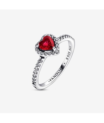 Coeur - Rouge & Argent - Bague Pandora pas cheres