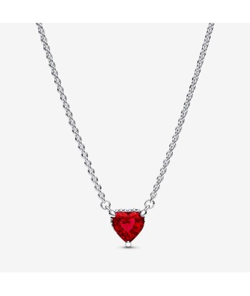 Halo - Coeur Rouge - Argent - Collier Pandora de technologie