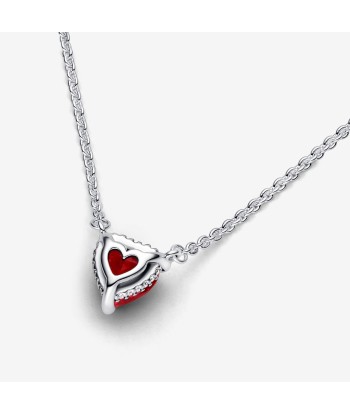 Halo - Coeur Rouge - Argent - Collier Pandora de technologie