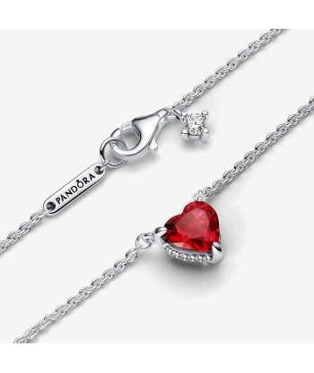 Halo - Coeur Rouge - Argent - Collier Pandora de technologie