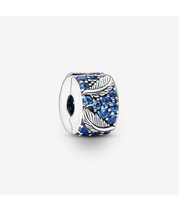 Clip - Plume Courbe & Pavé - Bleu & Argent - Charms Pandora la chaussure